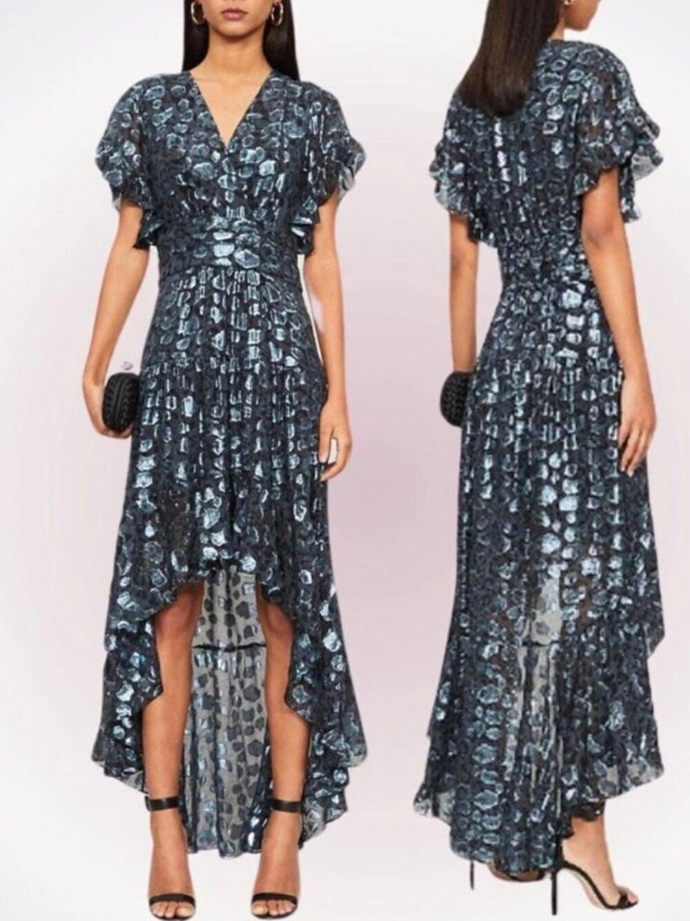 ba&sh Grace Metallic High/Low dress
